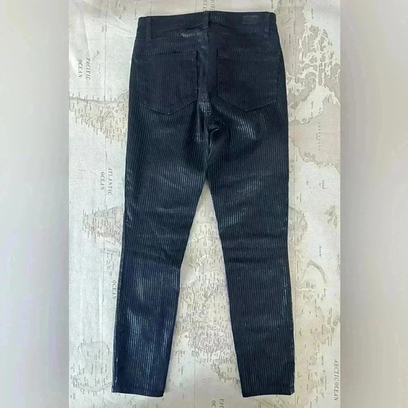 Paige Black Textured Stripe Mid Rise Crop 27” Inseam Skinny Jeans Size 28 - Picture 10 of 10